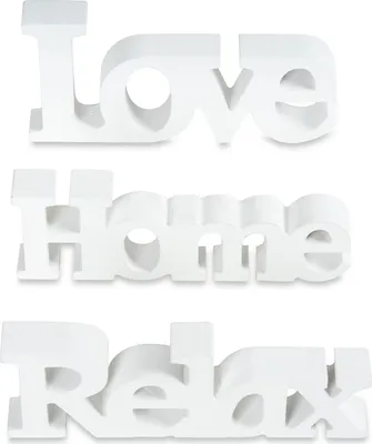 Produktbild von levandeo 3er Set Schriftzug Holz Love Home Relax weiß shabby Aufsteller Deko