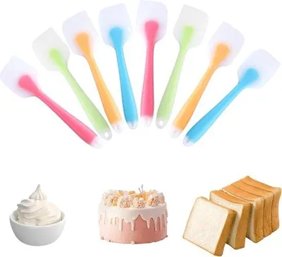 Image de Lot de 8 spatules souples en caoutchouc pour moules à pâtisserie et gâteaux - résistantes à la chaleur