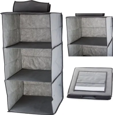 Obrázek produktu pro Verk 01325 Závěsný organizér s 3 přihrádkami 30x30x60cm šedá