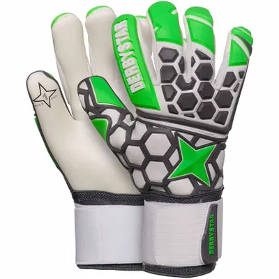 Imagen del producto de Guantes de portero DERBYSTAR APS Hexagrip Pro II, color verde/gris/blanco, con funda incluida, talla 12