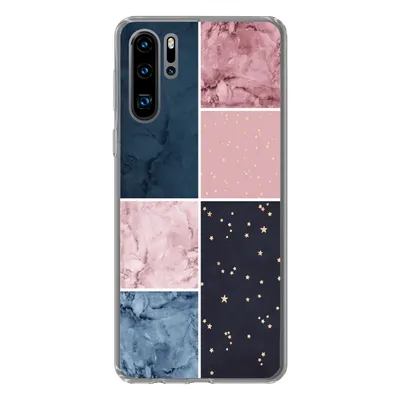 Produktbild von MuchoWow® Handyhülle Schutzhülle Hülle für Huawei P30 Pro Marmor - Rosa - Blau Silikon Softcase Handy Hülle - Schutzdeckel
