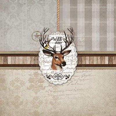 Produktbild von 20 Servietten Wild Deer - Hirschkopf Landhaus 33x33cm