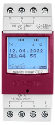 Zdjęcie produktu dla Kanały Grässlin = 2 cyfrowe wyłączniki czasowe na szynę DIN, 2 styki przełączne (430400041)