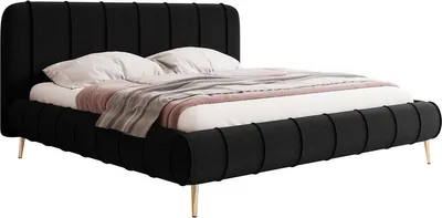 Produktbild von MIRJAN24 Polsterbett Slim XI mit Gold Füße, Dopellbett mit Bettkasten, Leistenlattenrost aus Holz (Farbe: Kronos 07, Größe: 180x200 cm)