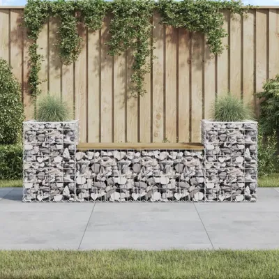 Produktbild von Gabionen Gartenbank Kiefernholz Imprägniert 183 x 41 x 60.5 cm