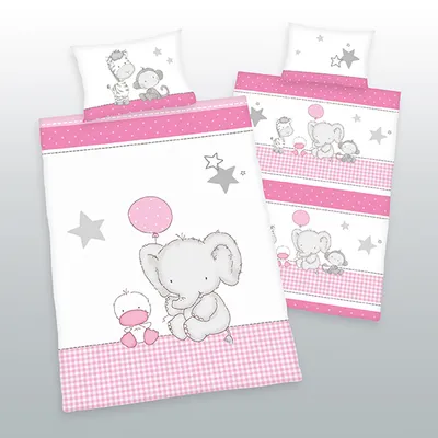 Immagine prodotto di Biancheria da letto in cotone 100x135 elefante zebra anatra 8616 stelle rosa scacchiera per culla