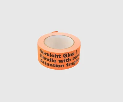 Produktbild von Papierklebeband „Vorsicht Glas“ – Selbstklebendes Warnband für sicheren Transport zerbrechlicher Glaswaren in Verpackungen