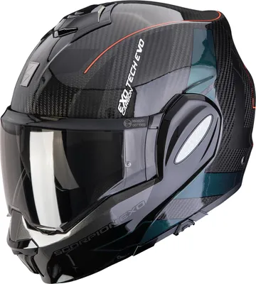 Image de Casque modulable Scorpion EXO-Tech Evo Carbon Cad, noir/vert/rouge, taille S (55/56)