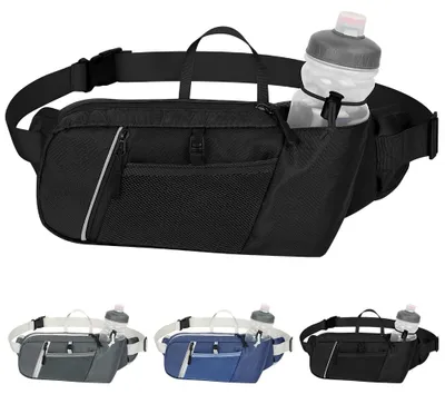 Produktbild von Ledvinhose für Läufer mit Wasserflaschenhalterung – Laufgürtel – Verstellbar – Für Damen und Herren – 5 Taschen