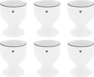 Produktbild von 6er Set Eierbecher Heart weiß mit schwarzem Herz H 6cm D 5cm Bastion Collections
