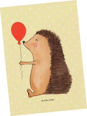 Produktbild von Mr. & Mrs. Panda Postkarte Igel Luftballon - Gelb Pastell - Geschenk, Happy Birthday, Fotokarte, Lustige Sprüche, Ballon, Ansichtskarten, Postkarten, Glückwunsch