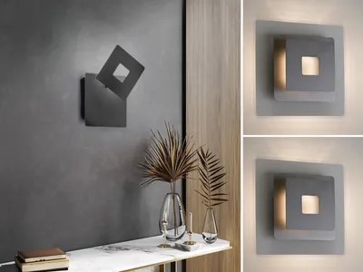 Produktbild von 2er SET moderne LED Wandlampen verstellbar, Schwarz eckig, Höhe 18cm für Innen