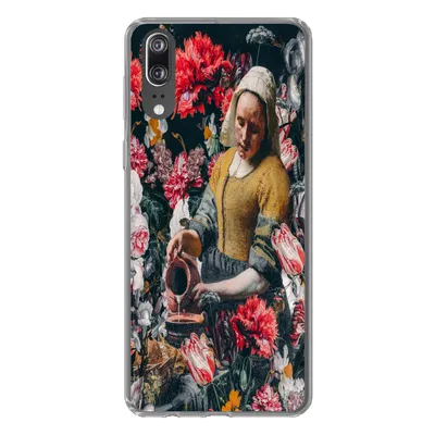 Produktbild von MuchoWow® Handyhülle Schutzhülle Hülle für Huawei P20 Milchmädchen - Vermeer - Blumen Silikon Softcase Handy Hülle - Hardcover