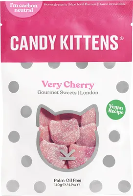 Produktbild von Candy Kittens 5060384262932, 140 g, Kirsche (Frucht), Pink, Rot, 343 kcal, 0,4 g, 84 g
