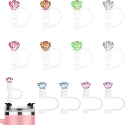 Obrázek produktu pro Diamantové krytky na brčka pro kelímky – vyrobitelné diamantové krytky na brčka – silikonové krytky na brčka pro kelímky – krytky na brčka a doplňky pro kelímky – 30/40 oz
