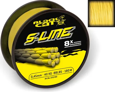 Produktbild von Black Cat S Line 0,45m 50kg 180m - Geflochtene Angelschnur