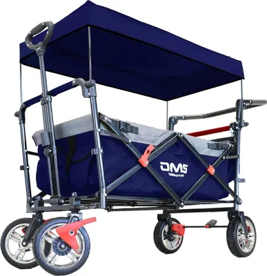 Produktbild von DMS Bollerwagen Faltbar Dach Handwagen Strandwagen Gerätewagen BW-03 Blau