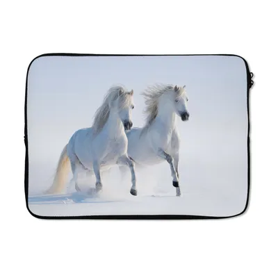 Produktbild von MuchoWow® Laptop Hülle 13 Zoll Winter - Pferde - Schnee Laptoptasche - Laptophülle - Sleeve - Rundumschutz