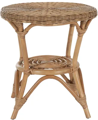Produktbild von KRINES HOME Runder Rattan-Tisch Ø 50 cm / Beistelltisch Rund / Couchtisch Rattantisch Kaffeetisch (Vintage Braun)