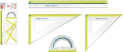 Produktbild von Herlitz Geometrie-Set 4tlg / 2x Geo-Dreieck, Lineal, Winkelmesser / Farbe: lemon