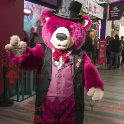 Produktbild von Magenta REDBROKOLY Bär Maskottchen Kostüm Charakter gekleidet mit einer Weste und Uhren