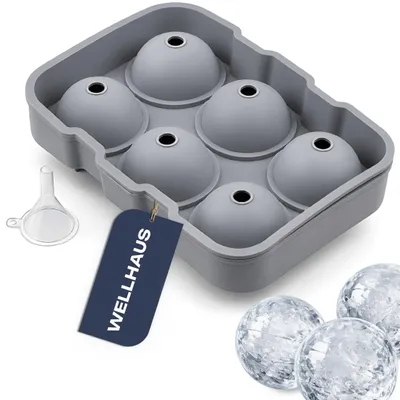 Produktbild von WELLHAUS Silikon Eis Kugelform 6 Kugeln mit Trichter fuer Whisky