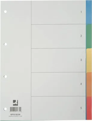 Immagine prodotto di Q-Connect® KF01834 Register - blanko, PP, A4, 5 Blatt, Taben 5-farbig
