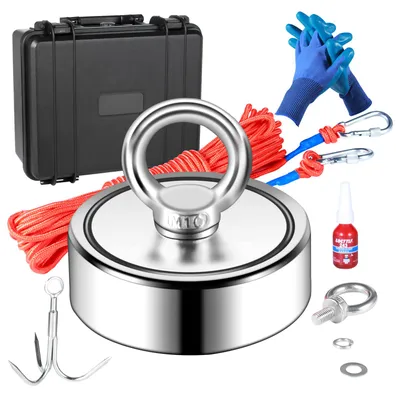 Produktbild von Bergemagnet Set Seil Magnetangel Topfmagnet Doppelseitig 272x2kg Neodym
