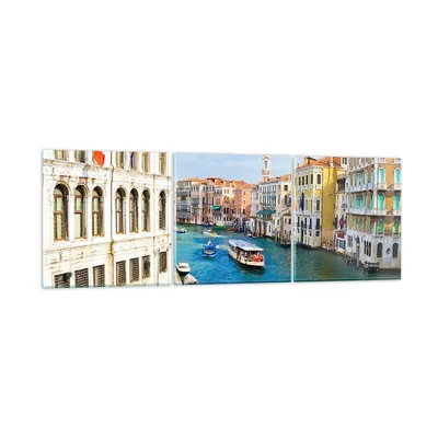 Produktbild von Bilder auf glas - Venedig Kanal Kreuzfahrt Gondel - 120x40cm - Glasbilder - Wandbilder - Kunstdruck - zum Aufhängen bereit - Wanddekoration aus Glas - Glas Bilder - Wandbild auf Glas - GCA120x40-0428