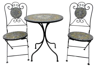 Immagine prodotto di set di sedute a mosaico 3 pezzi mobili da giardino bistrot set tavolo sedie