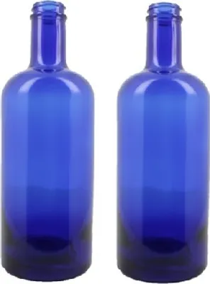 Immagine prodotto di BELLEROFONTE Bottiglia di vetro blu modello gin per acqua 750 ml con tappo argentato, 2 pezzi