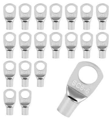 Ringkabelschuhe 6 mm² M6, 20 Stück, Kupfer, nicht isoliert
