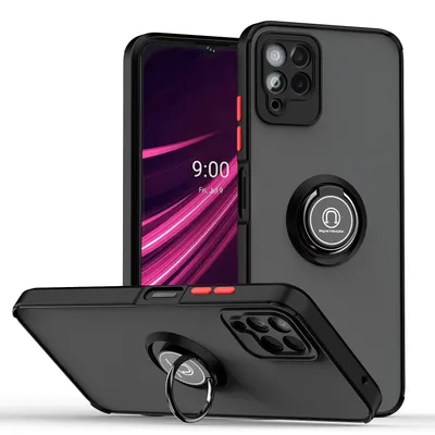 Obrázek produktu pro Pouzdro pro T-Mobile REVVL 6 Pro matné průsvitné TPU pouzdro s prstencovým držákem a stojánkem Černá červená