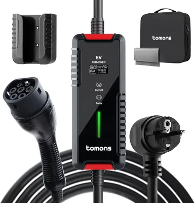Produktbild von Typ 2 Ladekabel, Schuko, 3,68 kW, einphasig, 6-16A, 10 Meter, EV-Ladegerät mit einstellbarem digitalen Display und Verzögerungsfunktion