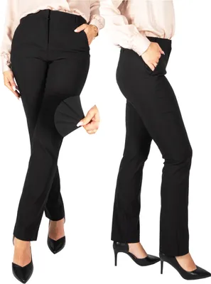 Obrázok produktu pre FIRI Elegantné, vysoko strihané dámske nohavice s rovným strihom, pohodlné, čierne,  W44-L29 XXL