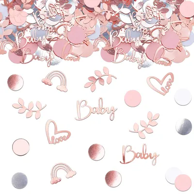 Productafbeelding van Babyshower Konfetti 200 Stuk in Roze en Wit voor Feestdecoratie