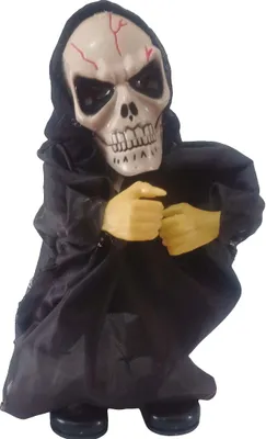Produktbild von Halloween Skelett Dekoration Bewegung Sound Effekt Grusel Animierte Figur Deko Spukhaus, Farbe: Schwarz