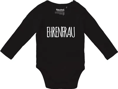 Produktbild von Huuraa Baby Body Ehrenfrau Jugendwort 74 Black  Baumwolle Fairtrade Langarmbody Geschenkidee
