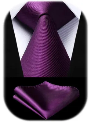 Produktbild von Krawatten und Einstecktuch Set Herren Lila einfarbig 8,5 cm Krawattenbreite