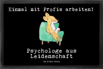 Produktbild von Mr. & Mrs. Panda Sauberlaufmatte Psychologe Leidenschaft 50 x 75 cm - Schwarz - Geschenk, Schmutzfangmatte, Eingangsmatte, Fussmatte, Studium, Schmutzfänger, Therapeut