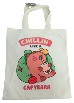 Obrázok produktu pre Nákupná taška "Capybara Chillin'" z bavlny, 44 cm
