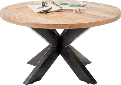 Produktbild von Couchtisch ACE, Massivholz Mango, Metallgestell schwarz, rund, 80x47 cm