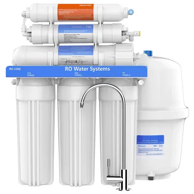 Image de Système de filtration d'eau potable par osmose inverse à 6 étapes, avec filtre alcalin, et adoucisseur d'eau à haut débit pour usage domestique, pour aquarium