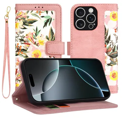 Produktbild von Techsuit FlipCraft Book Wallet Klapphülle mit Kabel für Apple iPhone 16 Pro - Sweetheart Pink