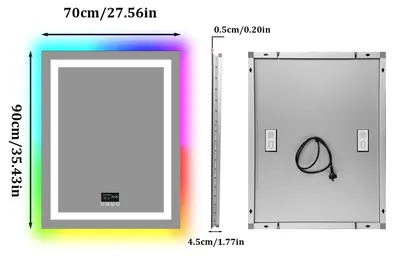 Zdjęcie produktu dla Lustro do łazienki LED - Lustro z oświetleniem - Anty-mgielne - Czujnik dotykowy - Wodoodporność IP56
