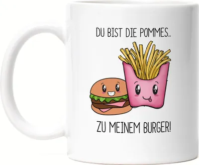 Produktbild von Pommes Zu Meinem Burger Tasse Weiß Valentinstag Freundin Freund Süß Geschenkidee Paar Liebe Couple Jahrestag