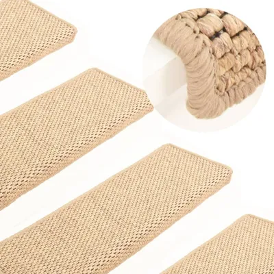 Produktbild von Cloris Designermöbel Treppenmatten Selbstklebend Sisal 15er Set 65x21x4 cm Hellbeige 2024 Neu