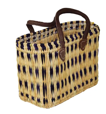 Immagine prodotto di Borsa in seagrass piccola con manico corto cesto per la spesa cesto in vimini cesto in vimini cesto in vimini, blu