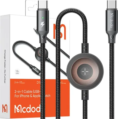 Zdjęcie produktu dla Mcdodo Ładowarka indukcyjna do Apple Watch 2w1 Kabel do Iphone Macbook 60W