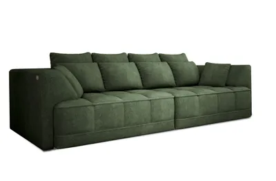 Produktbild von DOMO-HOME Big Sofa TIGA mit Elektrisch Ausziehbaren Sitzflächen 302x136cm| Stilvolle und | Moderne Design für Ihr Wohnzimmer | Komfortable Schlafcouch | Farbe grün | APHRODITE